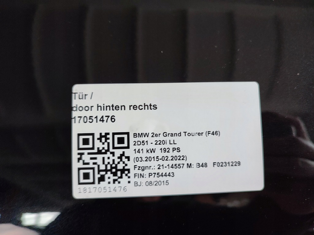 фото №9, Bmw 2 f46 grand tourer двері задня задні праве