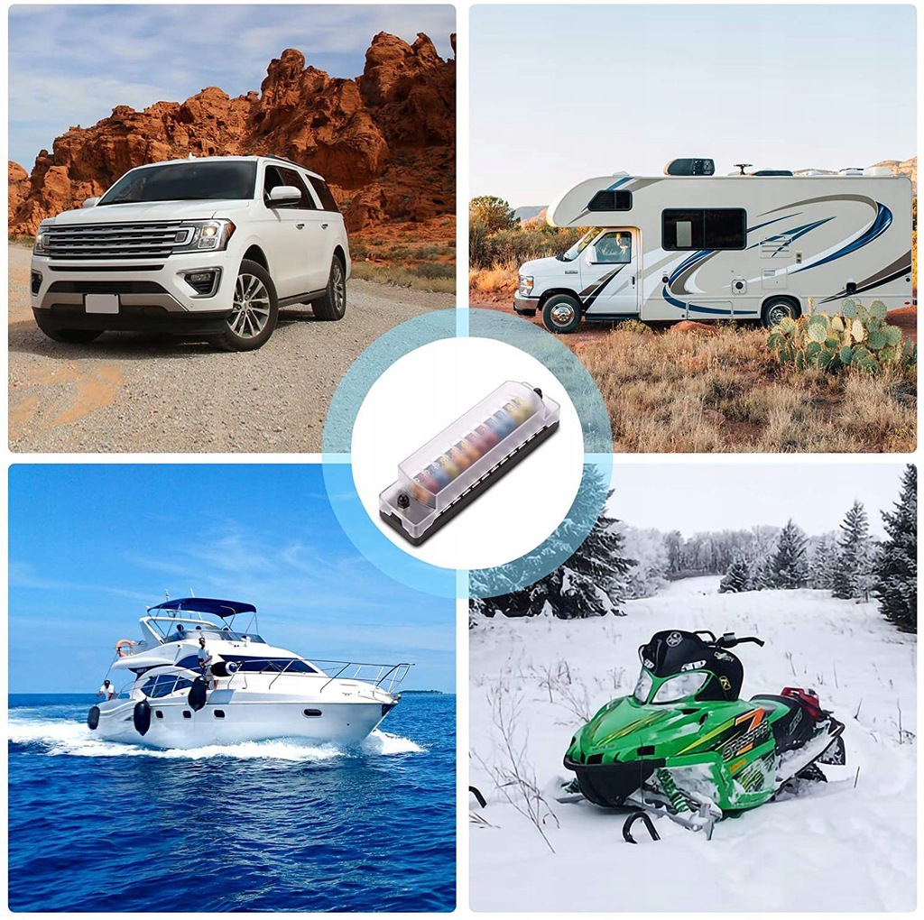 фото №6, Кронштейн предохранитель автомобильный 12-drożny положительный i отрицательный + предохранитель