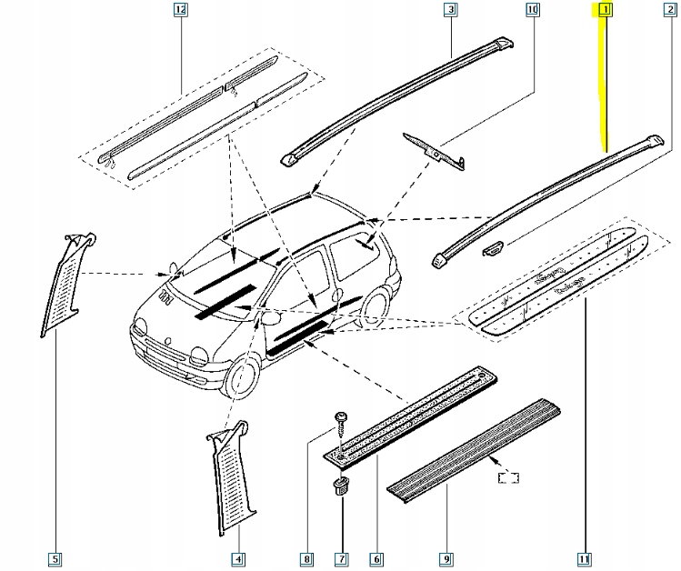 фото №6, Молдинг кровельная renault twingo i оригинальный номер 7700816846