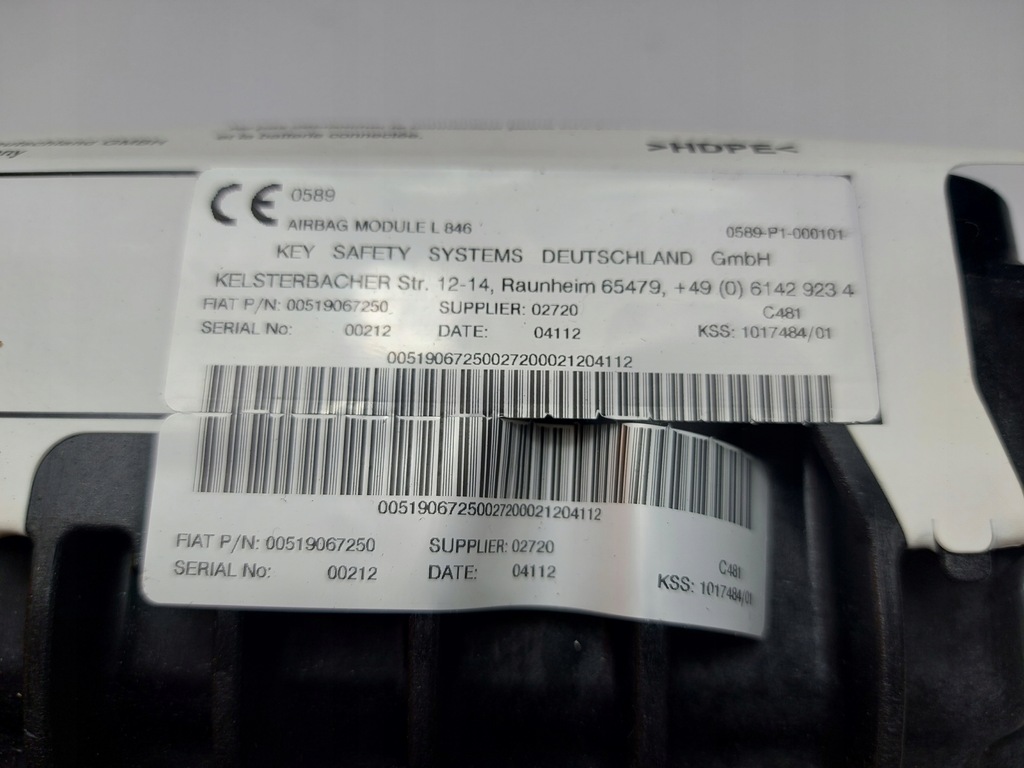 фото №5, Lancia ypsilon ii подушка безпеки подушка пасажира bdb 00519067250