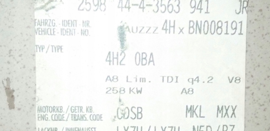 фото №13, Двигун cdsb cds 4.2tdi 130 tyś audi a8 d4 4h 2011r