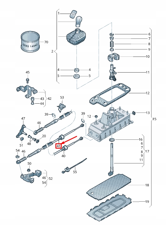 фото №1, Vw eos 1f gear селектор кабель 1q0711265b