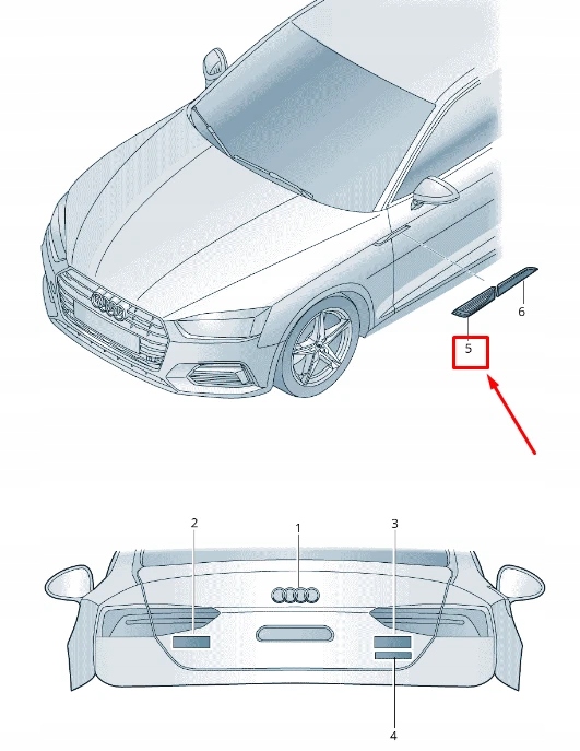 фото №10, Audi a5 sportback f5 передняя часть правый fender trim 8w6853602dt94 oem