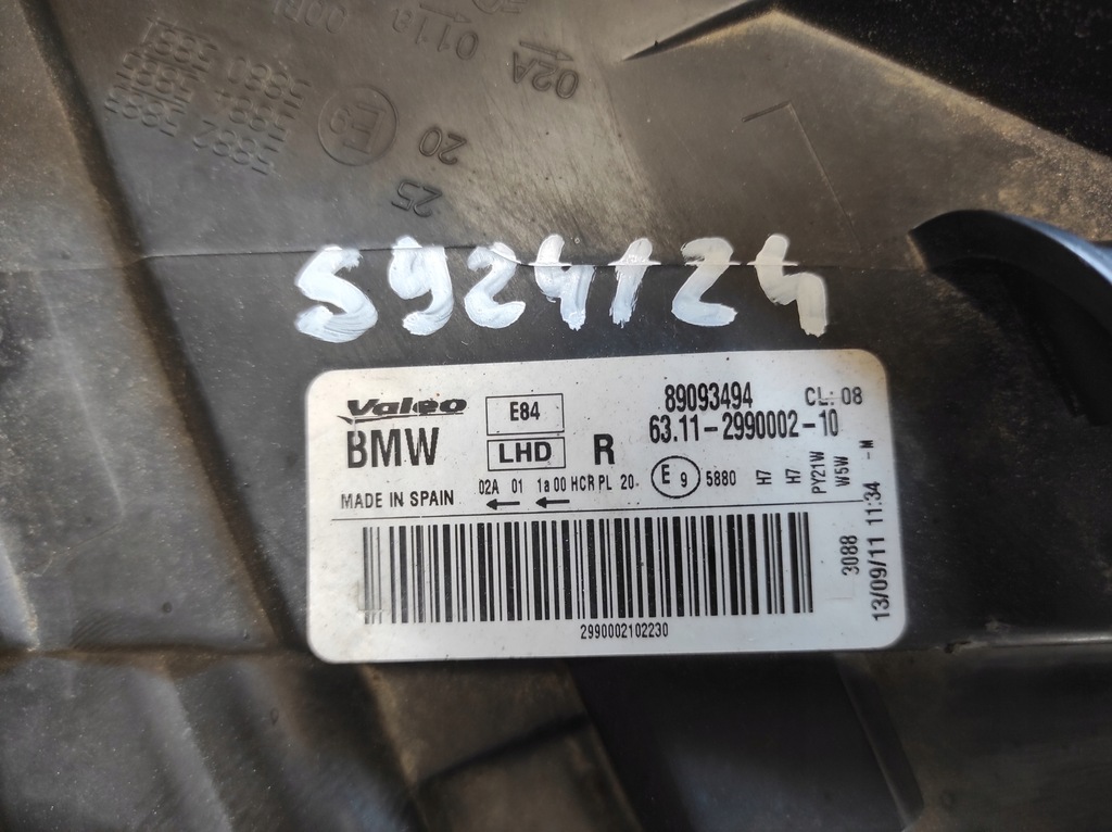 фото №8, Bmw x1 e84 09-12 лампа права передня 6311 2990002 -10 / 89093494