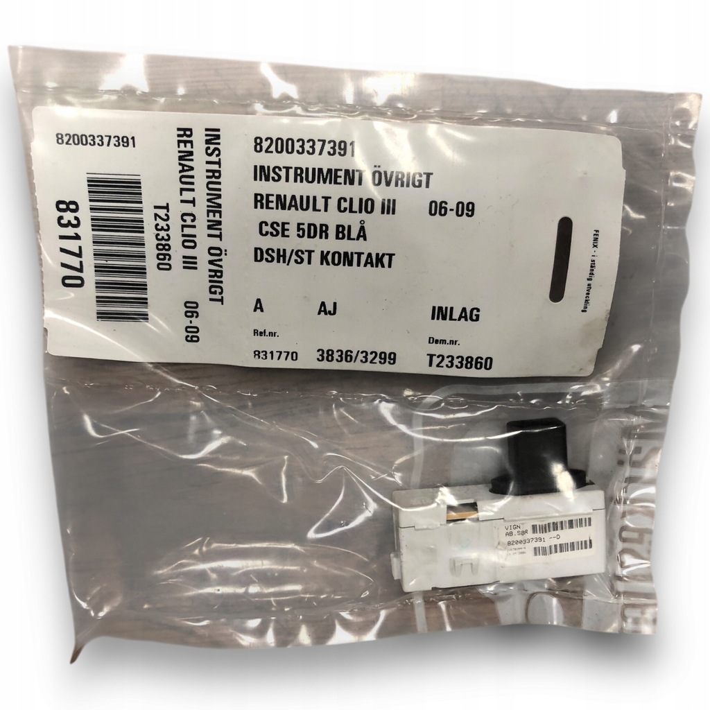 фото №1, Renault clio датчик индикатор ремней 8200337391