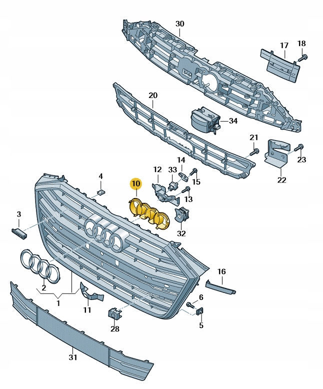 фото №1, Накладка element кріпильний емблема перед решітка радіатора audi a8 d5 aso оригінал