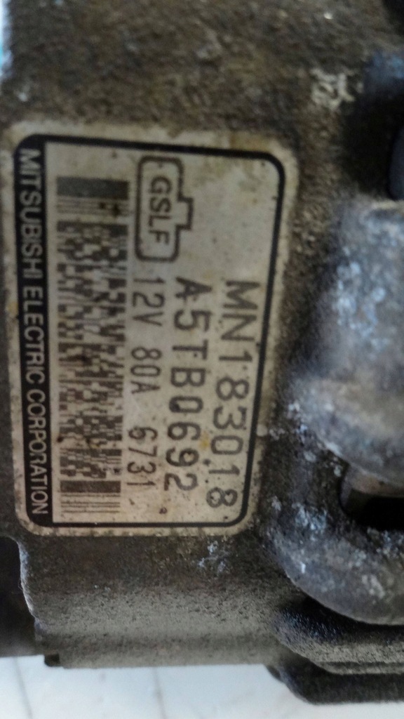 фото №7, Mitsubishi lancer vii 2006 1.6 b генератор kompletny mn183018 a5tb0692 80a