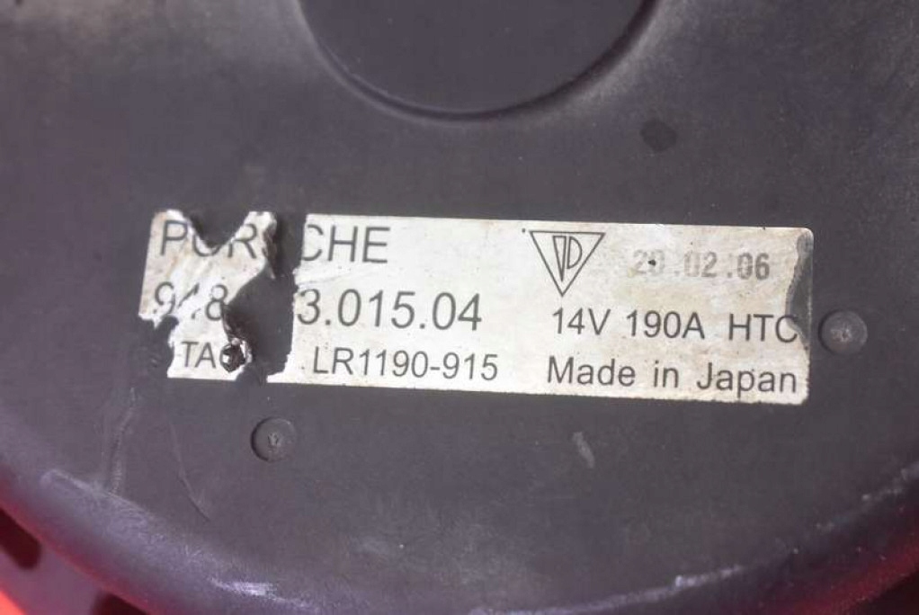 фото №7, Генератор lr1190-915 porsche cayenne 1 i 7l 4.5 v8 340 km 02-07