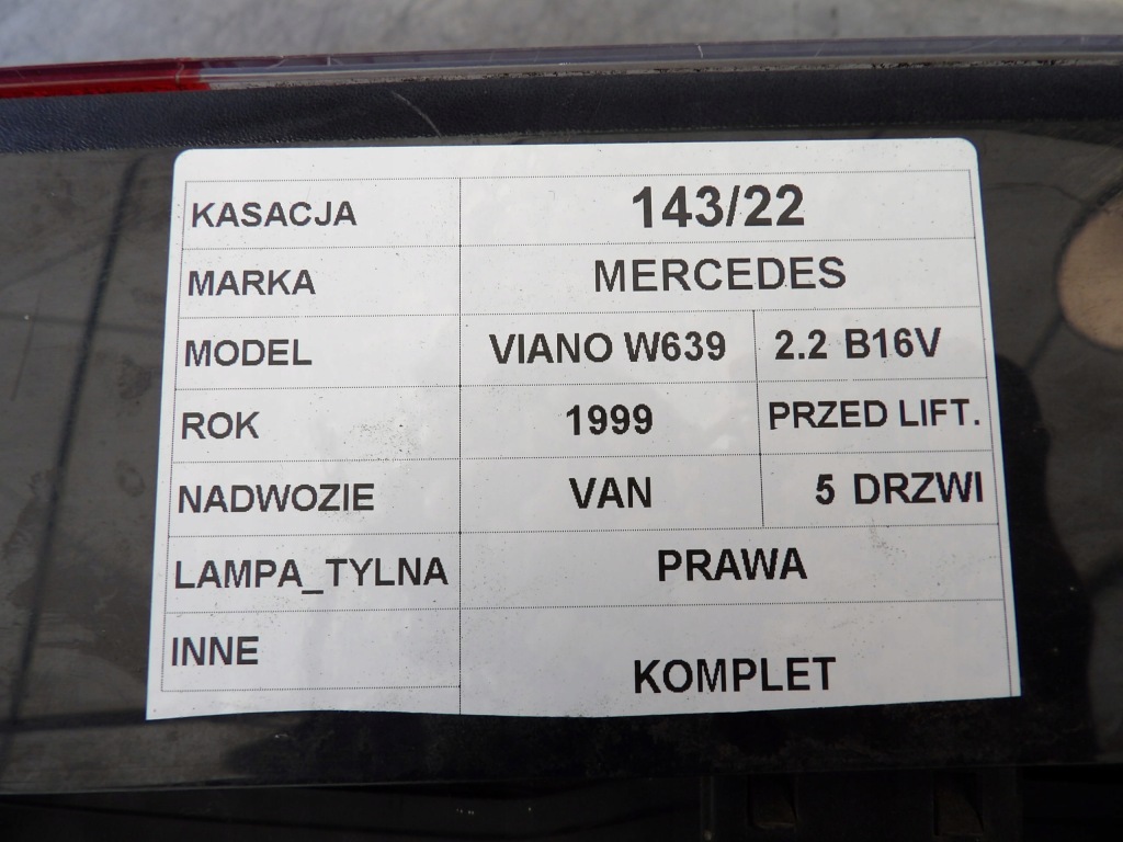 фото №5, Лампа задня права mercedes viano w639 2,2b