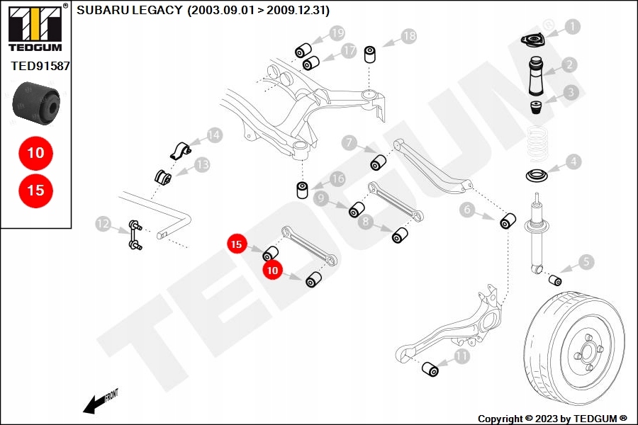 фото №14, Втулка важеля /t/legacy 2.0 03-09/dol/ tedgum ted91587 підшипниковий вузол,