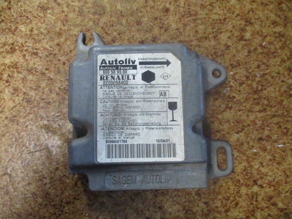 фото №1, Модуль датчик air bag renault kangoo i 1 8200098402