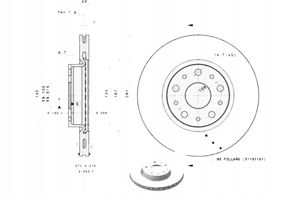 Купить Brembo тормозные диски тормозные 2szt. lancia thesis 2.0-3.