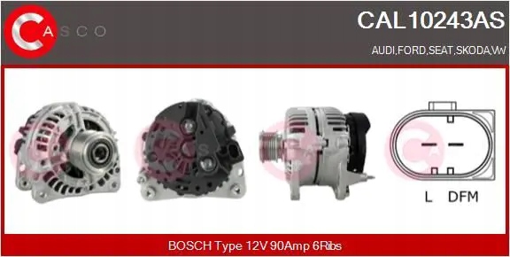Генератор 90a cal10243as casco audi ford seat a3 Ціна