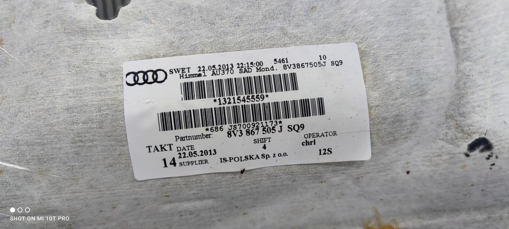 фото №15, Потолок audi a3 8v 3d 8v3867505j sq9 люк