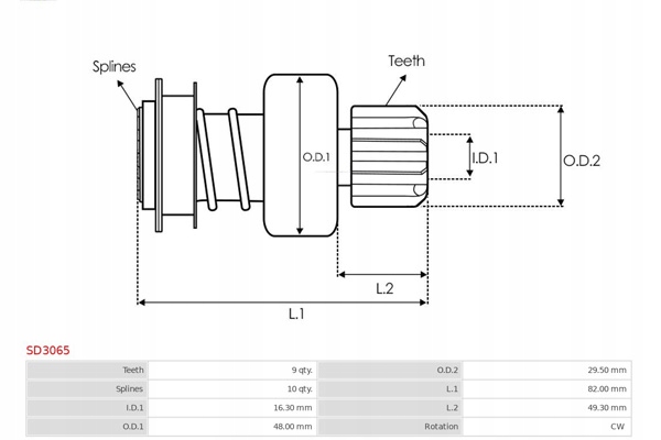 фото №4, Сцепление односторонний, стартер as-pl sd3065
