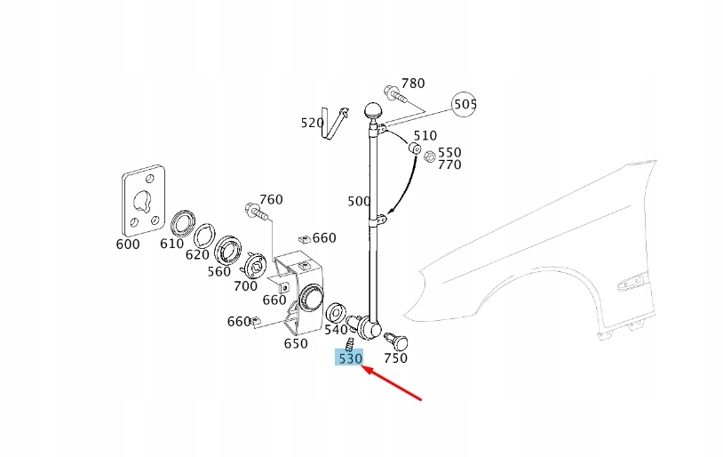 Кронштейн крила передній mb e w211 do болти proporczyka a1088180073 oem Зі Шроту