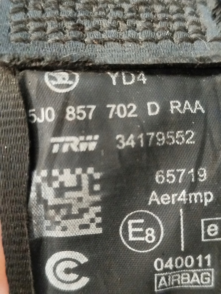 фото №7, Pas безопасности правый перед skoda roomster 5j0857702d