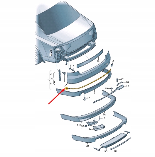фото №8, Audi a8 d4 rear бампер trim смуга 4h0807443a2zz