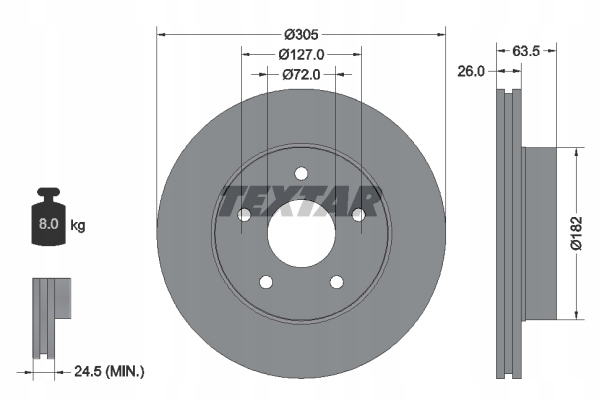 фото №3, Тормозные диски тормозные колодки перед textar jeep grand cherokee ii