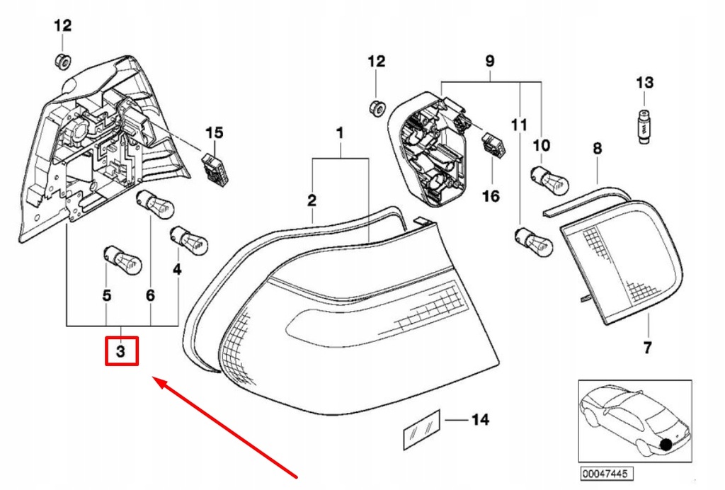 фото №10, Кронштейн лампочка задній лівий лампи задній bmw 3 e46 7165865 63217165865