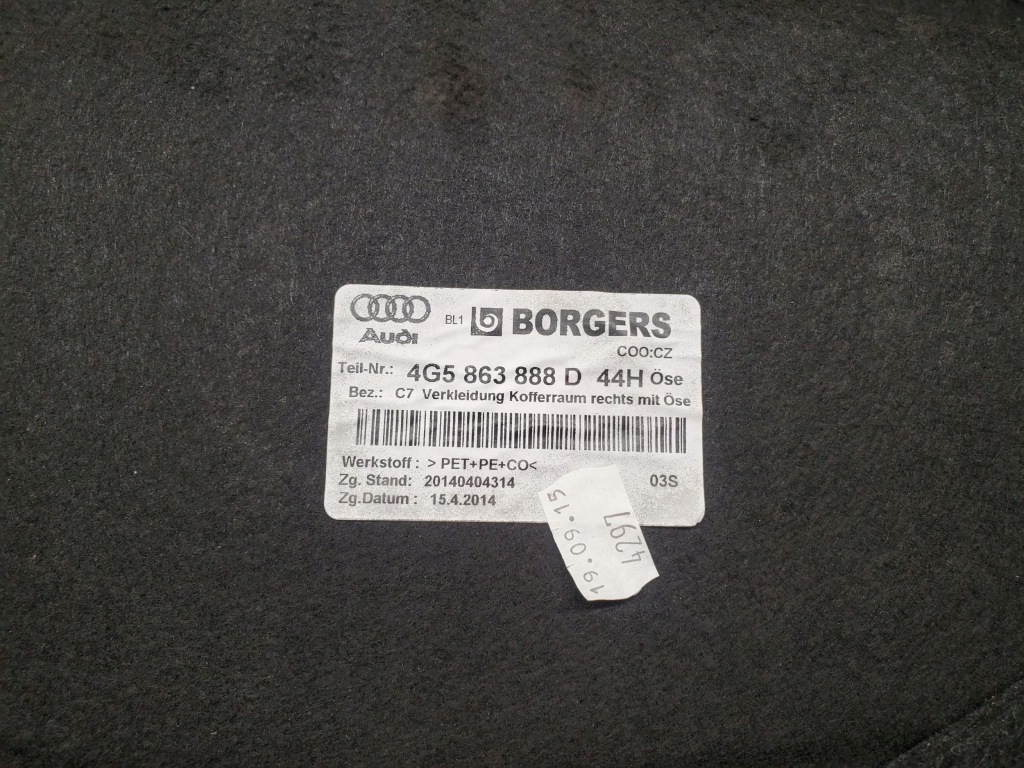 фото №7, Audi a6 s6 c7 4g 2016 задняя сторона правая нижний панель бардачка колеса запасного