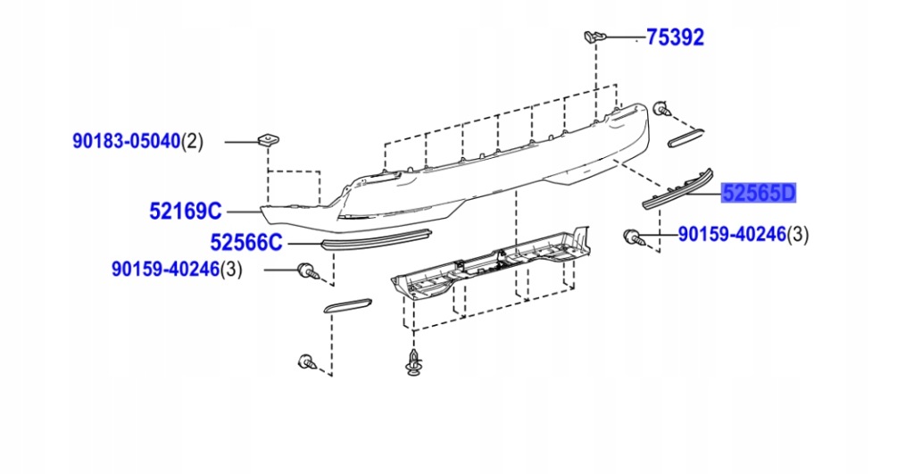 Купить 52565-78010 правая заглушка молдинг хром заднего бампера lexus nx 14-17