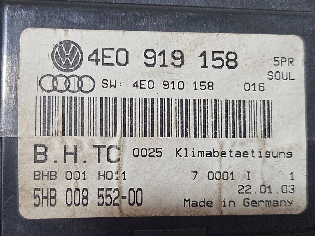 фото №7, Audi a8 s8 d3 4e 2008 панель кондиционера