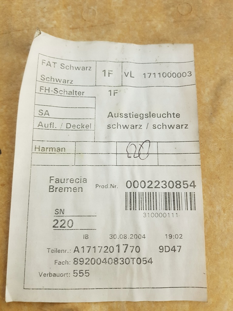 фото №7, Обшивка обивка дверь левый перед mercedes slk r171 w171