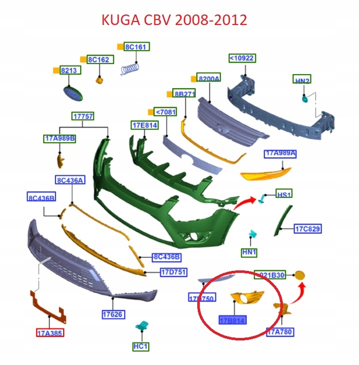 фото №12, Решётка противотуманной фары левая сторона ford kuga mk1 2008-12