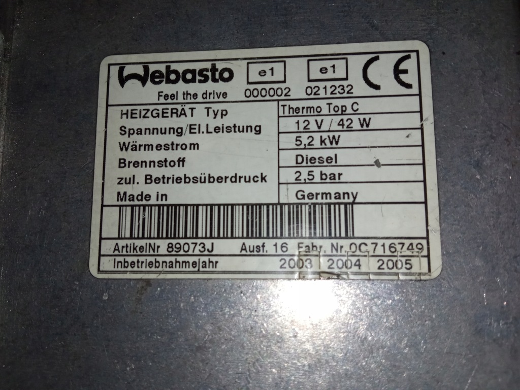 фото №11, Webasto thermo top c/zc 5/5,2w diesel/benzyna приборная панель + pilot