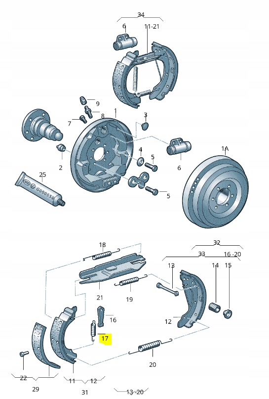 фото №6, Пружина тормозные колодки тормозной vw cabrio fox golf оригинальный номер 171609715