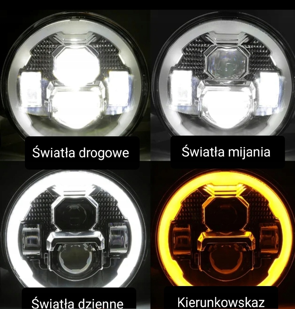 фото №8, Лампи фари led drl перед 7" 84w jeep wrangler jk tj cj jl rubikon