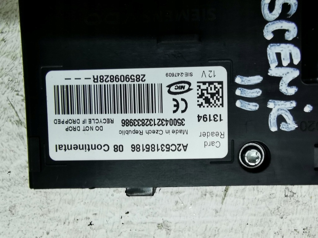 фото №3, Зчитувач карта renault scenic iii 285909828r