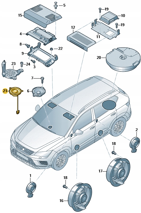 фото №12, Динамик средний панели skoda karoq seat ateca leon