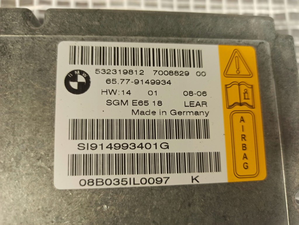 фото №5, Bmw 7 e65 e66 датчик блок керування модуль подушок подушка безпеки 9149934 7008829