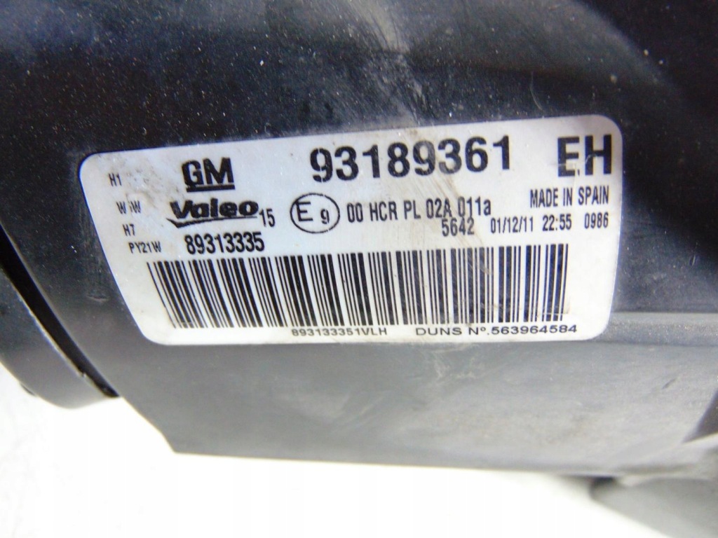 фото №10, Лампа левая передняя перед europa corsa d 93189361