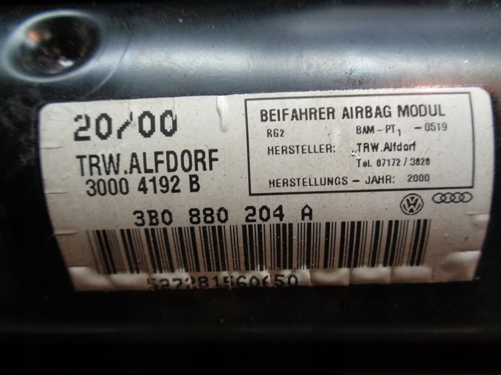 фото №3, Подушка подушка безопасности пассажира vw passat b5 3b0880204a