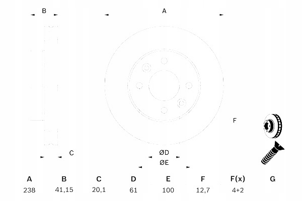 фото №1, Bosch гальмівні диски гальмівні 2szt. перед nissan kubistar renault 11 19 i 19