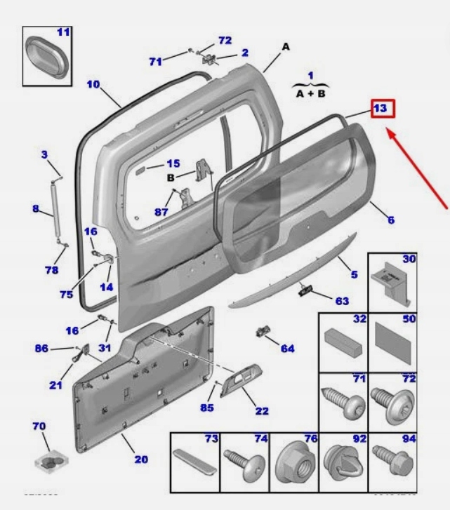 фото №5, Прокладка стекло крышки задняя su001-b1595 toyota proace city nowa