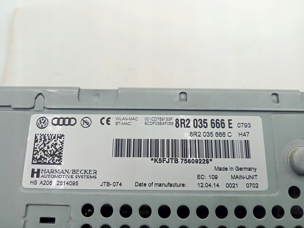 фото №9, Считыватель карта sd навигации mmi harman audi a5 a4 b8 8r2035666e