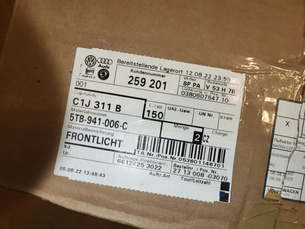 фото №8, Лампа правая перед vw touran iii 5ta 5tb941006c