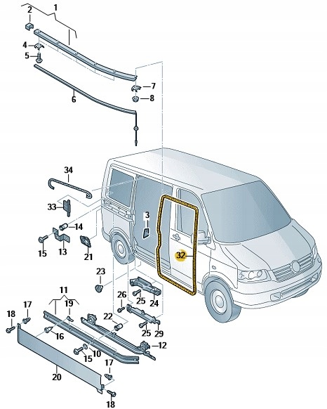 фото №2, Прокладка дверь wew задняя задние vw transporter t5 t6 оригинал
