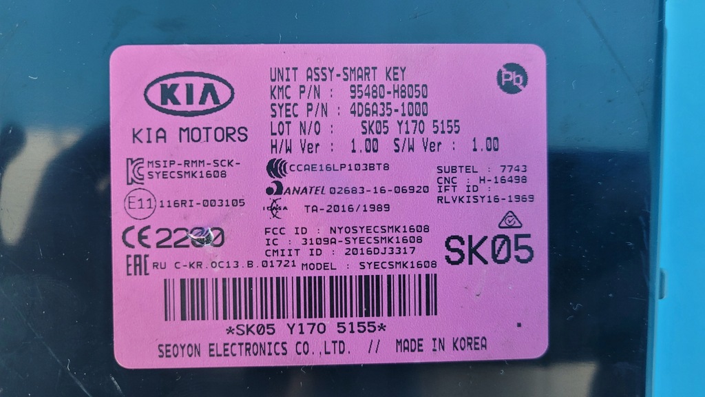 фото №13, Kia stonic 17r модуль блок управления assy-smart key 95480-h8050