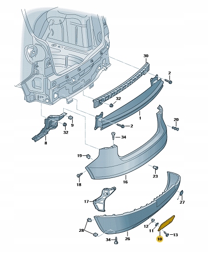 Заглушка фаркоп бампер задняя + клипсы + пластины do vw golf plus 2005 - 2009 Недорого
