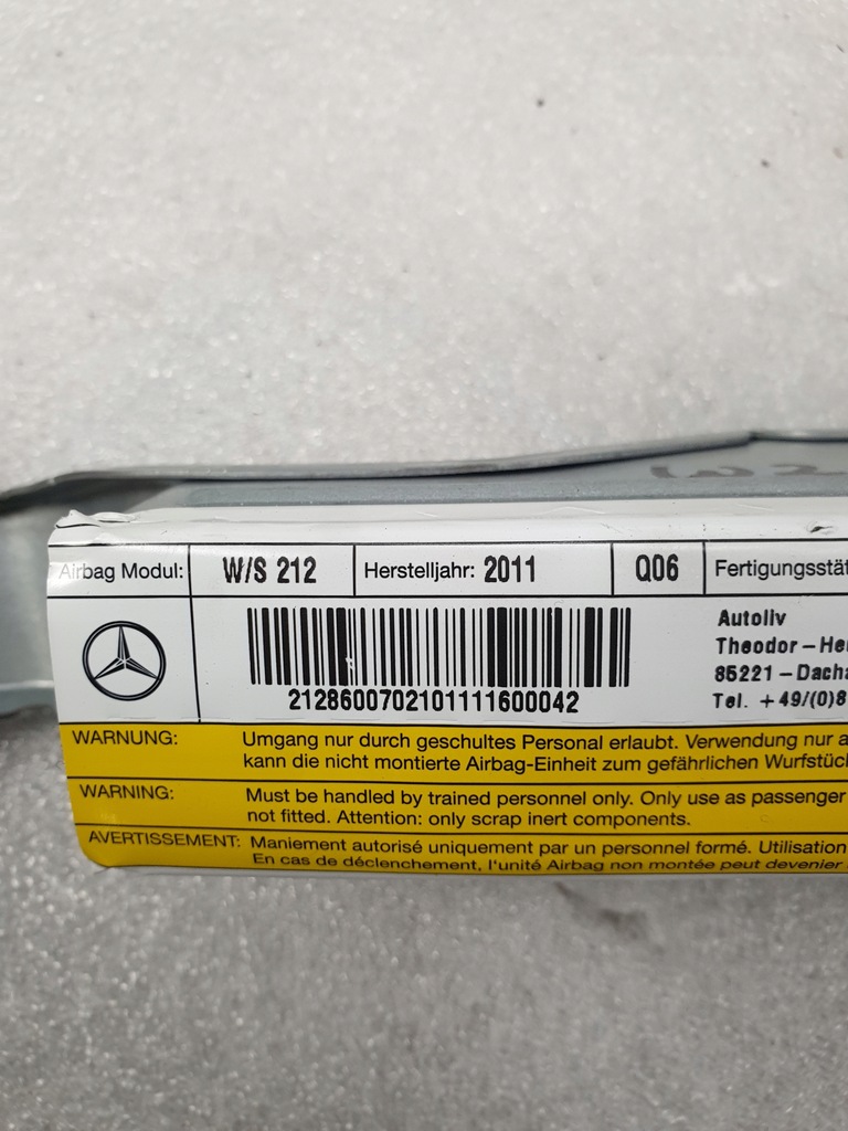 фото №4, Подушка подушка безопасности сиденье левый задняя mercedes w212