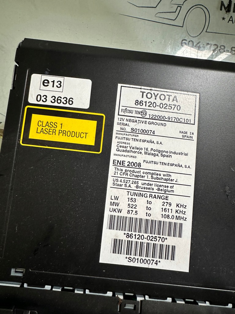 фото №3, Toyota auris i радіо автомагнітола cd 8612002570