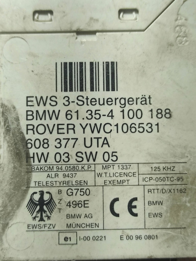 Модуль імобілайзер bmw 3 e46 61354100188 Оригінал