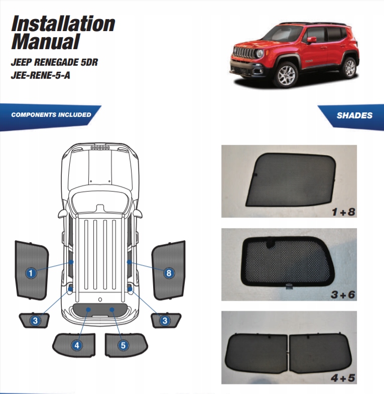 фото №15, Шторки сонячні jeep renegade 2015- захист шторка сонцезахисні