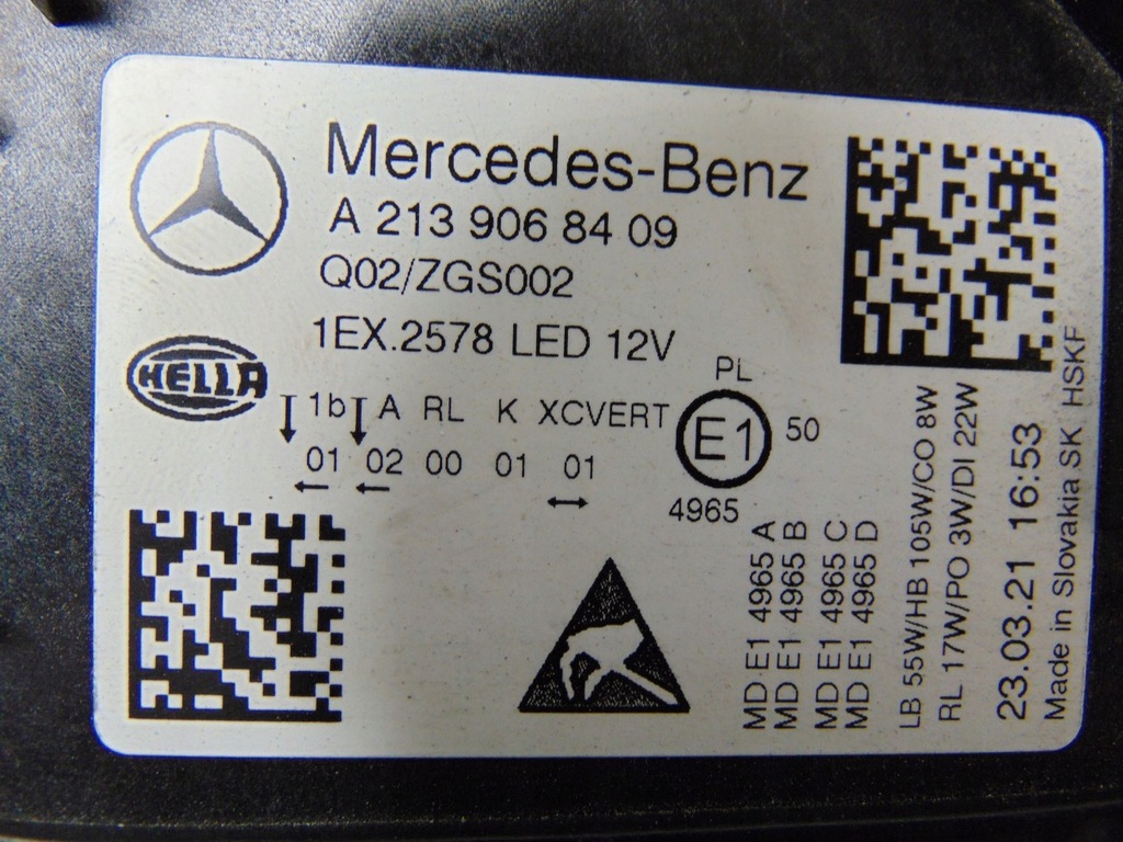 фото №16, Лампа правая перед mercedes w213 a2139068409 europa