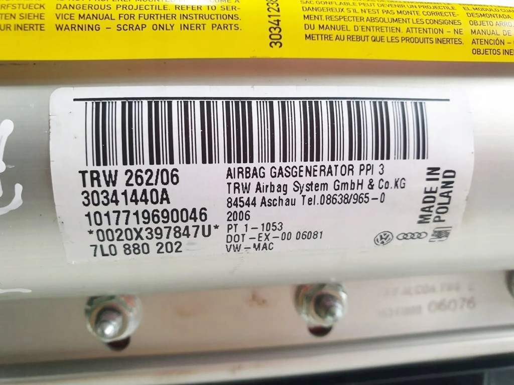 фото №5, Volkswagen touareg i 2007r 7l подушка воздушная подушка безопасности пассажира